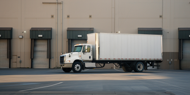 White moving truck parked outside